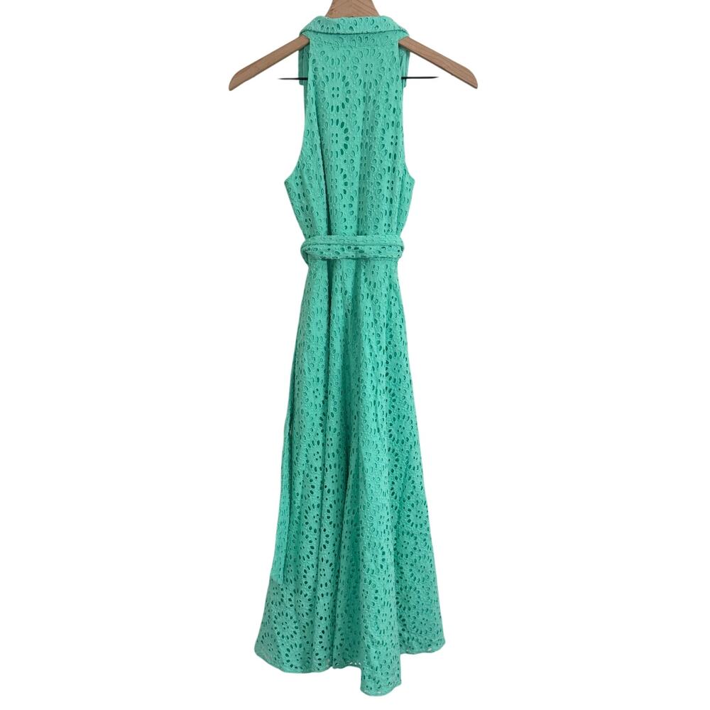 Lilly Pulitzer Chrisella Eyelet Embroidered Midi Belted Shirt Dress Green Size 0 - Picture 8 of 14